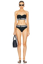Dolce & Gabbana Logo Band Shoulder Strap Bikini Set in Nero, view 2, click to view large image.