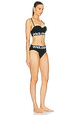 Dolce & Gabbana Logo Band Shoulder Strap Bikini Set in Nero, view 3, click to view large image.