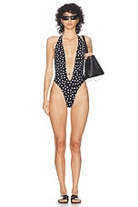 Dolce & Gabbana One Piece Swimsuit in Bianco & Nero, view 4, click to view large image.