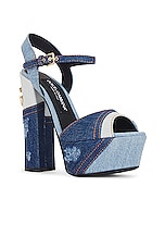 Dolce & Gabbana Extra High Formale Pump in Blue, view 2, click to view large image.