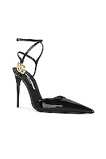 Dolce & Gabbana Formale Pump With Metal Logo in Black, view 2, click to view large image.