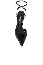 Dolce & Gabbana Formale Pump With Metal Logo in Black, view 4, click to view large image.