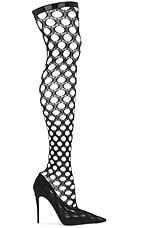 Dolce & Gabbana Fishnet Boot in Nero, view 1, click to view large image.