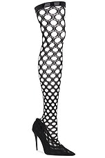 Dolce & Gabbana Fishnet Boot in Nero, view 2, click to view large image.