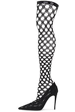 Dolce & Gabbana Fishnet Boot in Nero, view 5, click to view large image.