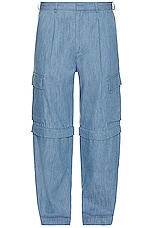 DOUBLE RAINBOUU Cargo Zip Pant in Chambray Denim, view 1, click to view large image.