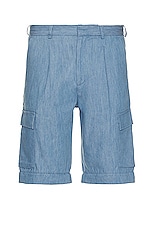 DOUBLE RAINBOUU Cargo Zip Pant in Chambray Denim, view 2, click to view large image.