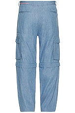 DOUBLE RAINBOUU Cargo Zip Pant in Chambray Denim, view 3, click to view large image.