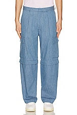 DOUBLE RAINBOUU Cargo Zip Pant in Chambray Denim, view 5, click to view large image.