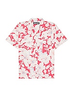 DOUBLE RAINBOUU Short Sleeve Hawaiian Shirt in Cloud Control Red, view 1, click to view large image.
