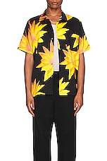 DOUBLE RAINBOUU Short Sleeve Hawaiian Shirt in Gold Lotus, view 3, click to view large image.