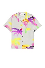 DOUBLE RAINBOUU Short Sleeve Hawaiian Shirt in White Ferrari, view 1, click to view large image.