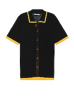 DOUBLE RAINBOUU Knit Shirt in Black & Gold, view 1, click to view large image.