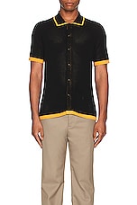 DOUBLE RAINBOUU Knit Shirt in Black & Gold, view 3, click to view large image.