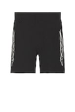 DOUBLE RAINBOUU Pool Shark Swim Shorts in Blazed Black, view 1, click to view large image.