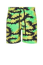 DOUBLE RAINBOUU Night Swim Shorts in Silent Morning Lime, view 1, click to view large image.
