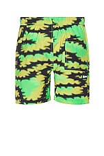 DOUBLE RAINBOUU Night Swim Shorts in Silent Morning Lime, view 2, click to view large image.