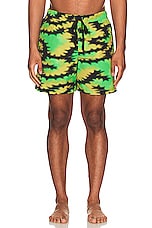 DOUBLE RAINBOUU Night Swim Shorts in Silent Morning Lime, view 3, click to view large image.