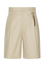 DARKPARK Danny Wide Leg Shorts in Beige, view 1, click to view large image.