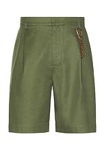 DARKPARK Danny Wide Leg Shorts in Military Green, view 1, click to view large image.