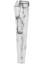 DARKPARK John Hand Bleached Relax Fit Worker Denim in White & Blue Denim, view 3, click to view large image.