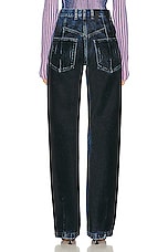 DARKPARK Lu Fitted Straight Leg in Medium Wash Flock Black, view 3, click to view large image.