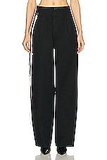 DARKPARK Phebe Crystal Chain Adorned Wide Leg Pant in Black, view 1, click to view large image.