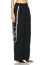 DARKPARK Phebe Crystal Chain Adorned Wide Leg Pant in Black, view 2, click to view large image.