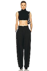 DARKPARK Phebe Crystal Chain Adorned Wide Leg Pant in Black, view 5, click to view large image.