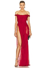 Di Petsa For Fwrd Off The Shoulder Gown in Red, view 1, click to view large image.