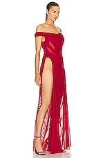 Di Petsa For Fwrd Off The Shoulder Gown in Red, view 2, click to view large image.