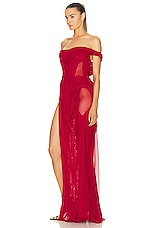 Di Petsa For Fwrd Off The Shoulder Gown in Red, view 3, click to view large image.