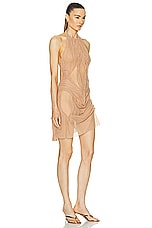 Di Petsa Wetlook Mini Dress in Nude, view 2, click to view large image.