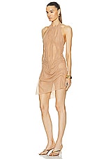 Di Petsa Wetlook Mini Dress in Nude, view 3, click to view large image.