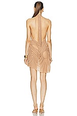 Di Petsa Wetlook Mini Dress in Nude, view 4, click to view large image.