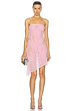 Di Petsa Wetlook Strapless Midi Dress in Light Pink, view 1, click to view large image.