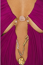 Di Petsa Wetlook Venusa Long Dress in Fuchsia Purple, view 5, click to view large image.