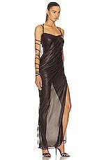 Di Petsa Twisted Undressing Slip Dress in Brown, view 2, click to view large image.