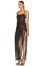 Di Petsa Twisted Undressing Slip Dress in Brown, view 3, click to view large image.