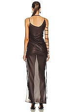 Di Petsa Twisted Undressing Slip Dress in Brown, view 4, click to view large image.