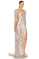 Di Petsa Sleeveless Gown in Rose Gold Metallic, view 2, click to view large image.