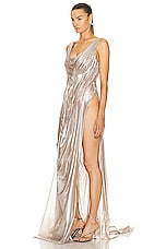 Di Petsa Sleeveless Gown in Rose Gold Metallic, view 3, click to view large image.