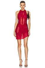Di Petsa Wetlook Mini Dress in Red, view 1, click to view large image.