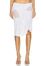 Di Petsa For Fwrd Wetlook Midi Skirt in White, view 1, click to view large image.