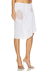 Di Petsa For Fwrd Wetlook Midi Skirt in White, view 2, click to view large image.