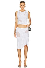 Di Petsa For Fwrd Wetlook Midi Skirt in White, view 5, click to view large image.