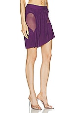 Di Petsa Wetlook Mini Skirt in Dark Purple, view 2, click to view large image.
