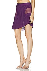 Di Petsa Wetlook Mini Skirt in Dark Purple, view 3, click to view large image.