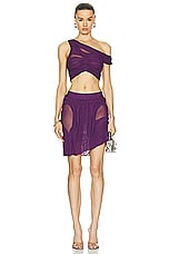 Di Petsa Wetlook Mini Skirt in Dark Purple, view 5, click to view large image.