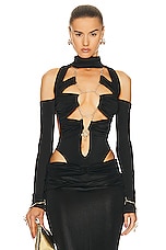 Di Petsa Temptress Bodysuit in Black, view 1, click to view large image.